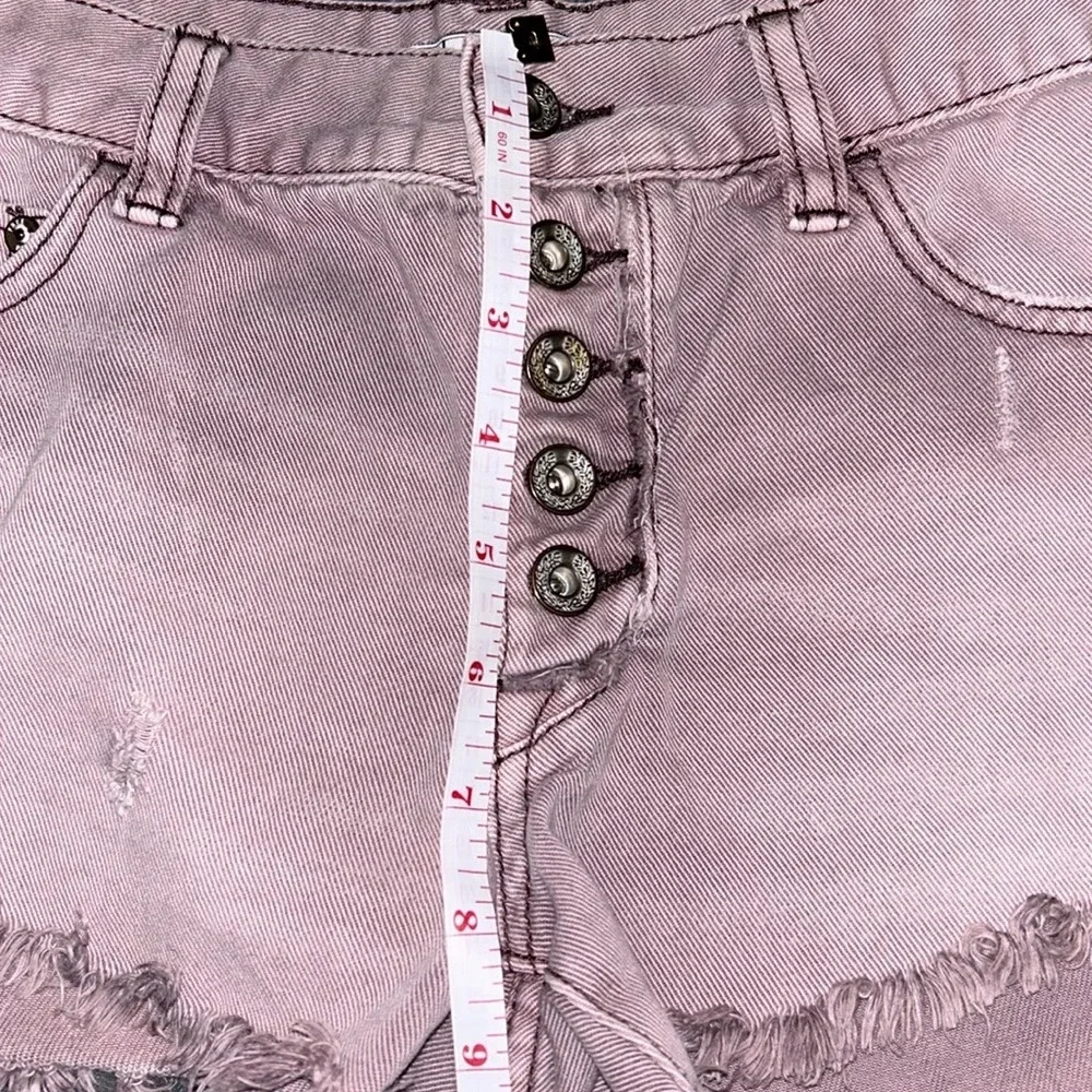 Free People High Waisted Denim Cutoff Festival Shorts Pink/Brown 25